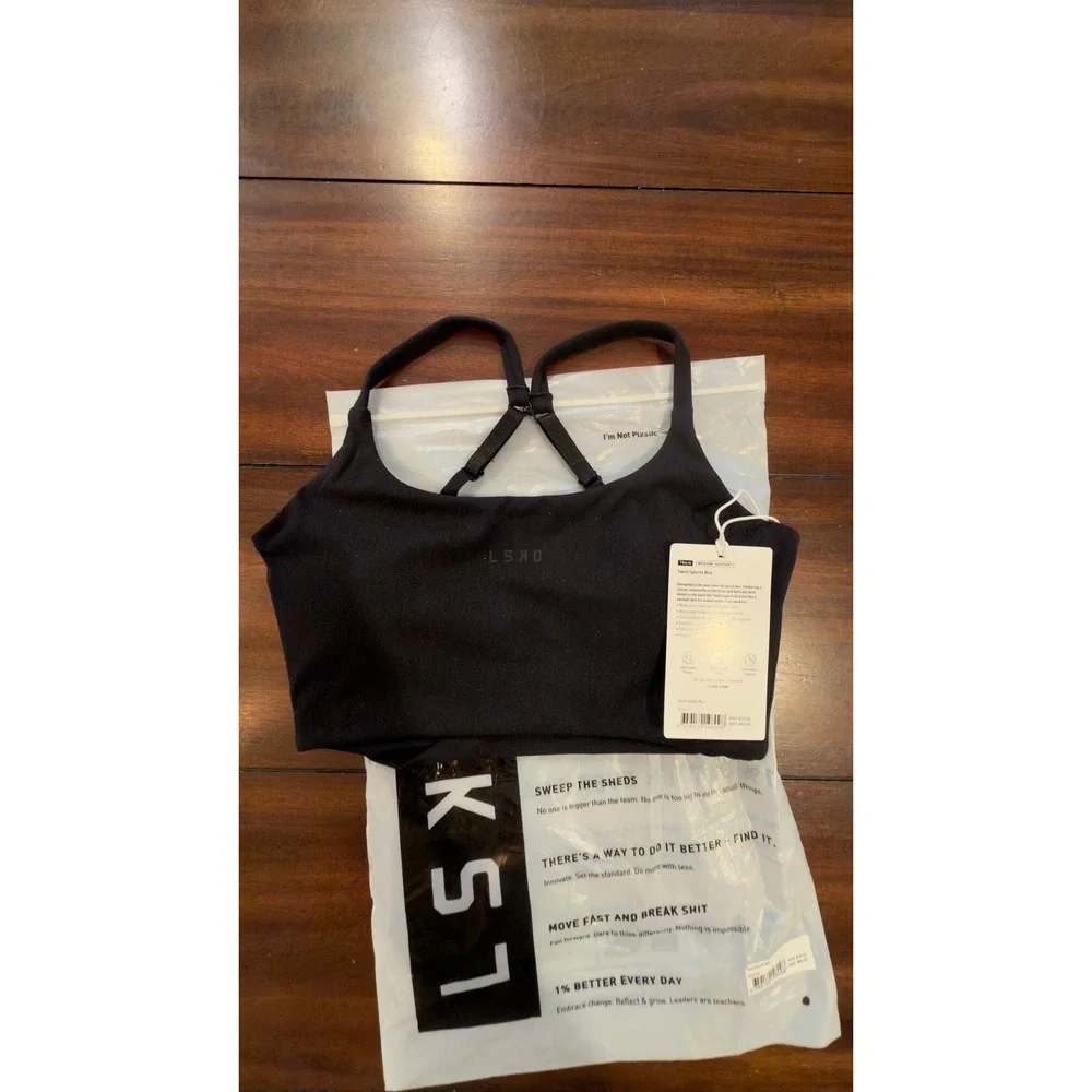 LSKD Twist Sports Bra Black Adjustable Straps Women's Size XS NWT NEW